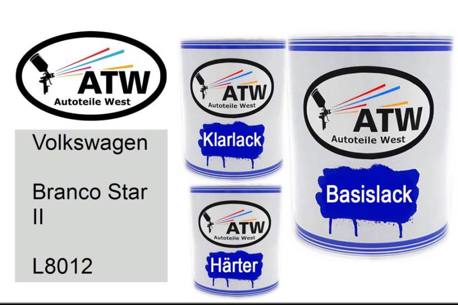 Volkswagen, Branco Star II, L8012: 1L Lackdose + 1L Klarlack + 500ml Härter - Set, von ATW Autoteile West.